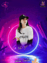 a girl wearing a t-shirt that says athlete