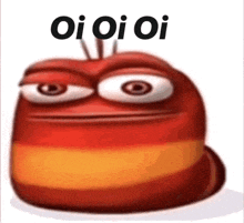a cartoon character with big eyes and the words oi oi oi