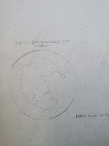 a drawing of the earth with the words " aprox 300 millones de anos "