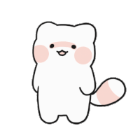 a drawing of a white teddy bear with pink cheeks