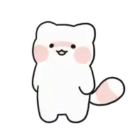 a drawing of a white teddy bear with pink cheeks