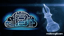 a chess piece is being displayed in front of a cloud .