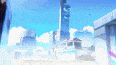 a painting of a city with a sign that says ' tokyo '