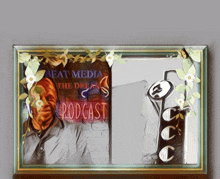 a framed picture of a man with a shirt that says beat media