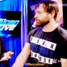 wwe dean ambrose offers pizza pizza pizza day