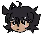 a pixel art drawing of a person 's face with a cat ear and crying .