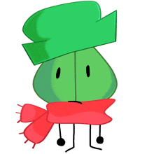 a green leaf wearing a hat and scarf
