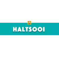 a blue banner with the word haltsooi in white letters