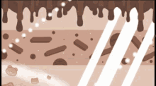 a cartoon drawing of a chocolate cake with white lines