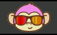 a cartoon monkey wearing sunglasses with a pink hair