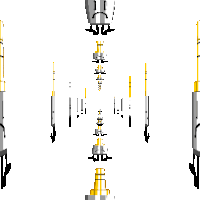 a computer generated image of a rocket with the letters jc on the bottom
