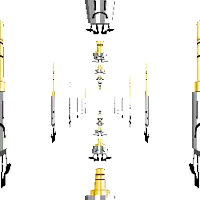 a computer generated image of a rocket with the letters jc on the bottom