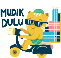 Cat Headed To Hometown Sticker - Cat Driving Scooter Stickers