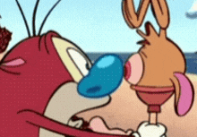 Ren And Stimpy Adult Party Kiss GIF - Ren And Stimpy Adult Party Stimpy Kiss GIFs