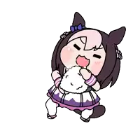 a cartoon drawing of a girl eating a piece of rice