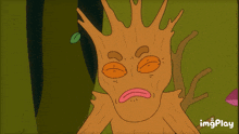 a cartoon drawing of a tree with a sad face and the word imgplay below it