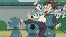 a cartoon of a group of ninjas with the letters nhk on the bottom left