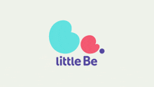 a logo for little be with a blue circle and two pink hearts