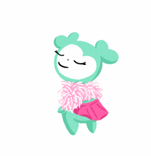 a cartoon drawing of a cheerleader wearing a pink skirt