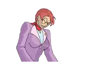 a cartoon drawing of a woman in a purple jacket and scarf