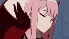 zero two smile anime pink hair