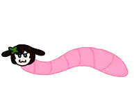 a cartoon worm with a girl 's head on it