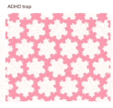 a pink and white pattern with the words adhd trap underneath