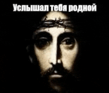 the face of jesus with a crown of thorns on his head .