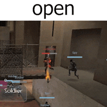 a screenshot of a video game with the words open above it