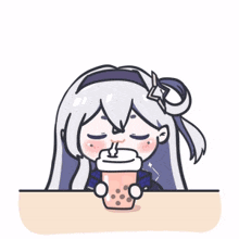 anime girl anime vtuber cute boba tea