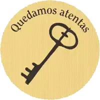 a circle with a key and the words quedamos atentas on it