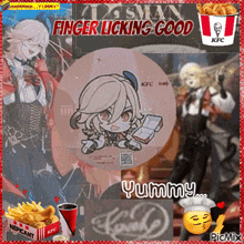a collage of pictures with the words finger licking good written on the top