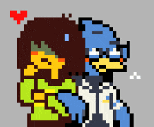 a pixel art of a man and a woman