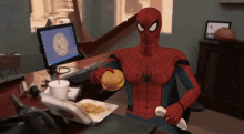Spiderman Flying Burger GIF - Spiderman Flying Burger Fastfood GIFs