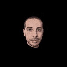 a drawing of a face made up of small dots on a black background