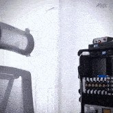 a room with a chair and a digital display that says 822