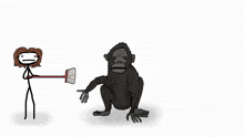 a gorilla with its mouth wide open and its tongue hanging out