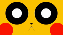 a yellow background with two black circles with white dots on them
