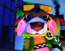 a cartoon dog wearing sunglasses and holding a key in its mouth