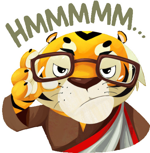 Skeptical Tiger Says Hmmmmm... In Bengali Sticker - The Bengal Tiger Hmmm Observing Stickers
