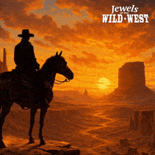 a poster for jewels of the wild west shows a man on a horse
