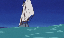 a cartoon drawing of a sailboat in the water