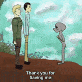 a cartoon says thank you for saving me in the corner