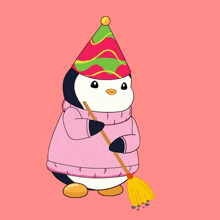 party clean penguin cleaning mess