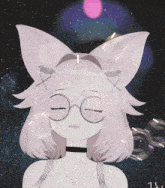 a drawing of a girl wearing glasses and a choker with the number 13 on it