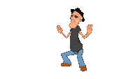 a cartoon of a man wearing a hat and sunglasses dancing