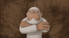 a cartoon character with a beard and a white fur coat