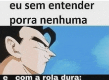 a cartoon of a man with the words `` eu sem entender porra nenhuma e com a rola dura ''
