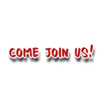 a red sign that says come join us on it