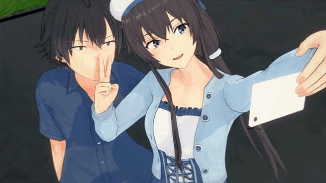 a man and a girl are taking a selfie together .
